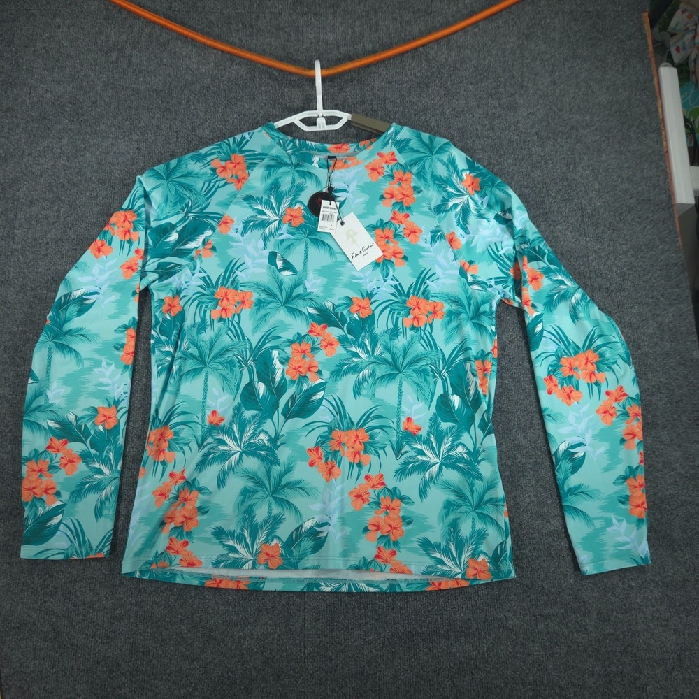 Robert Graham Mens L Tropical Forest Cabbage (Green) UPF 50+ Long Sleeve Shirt